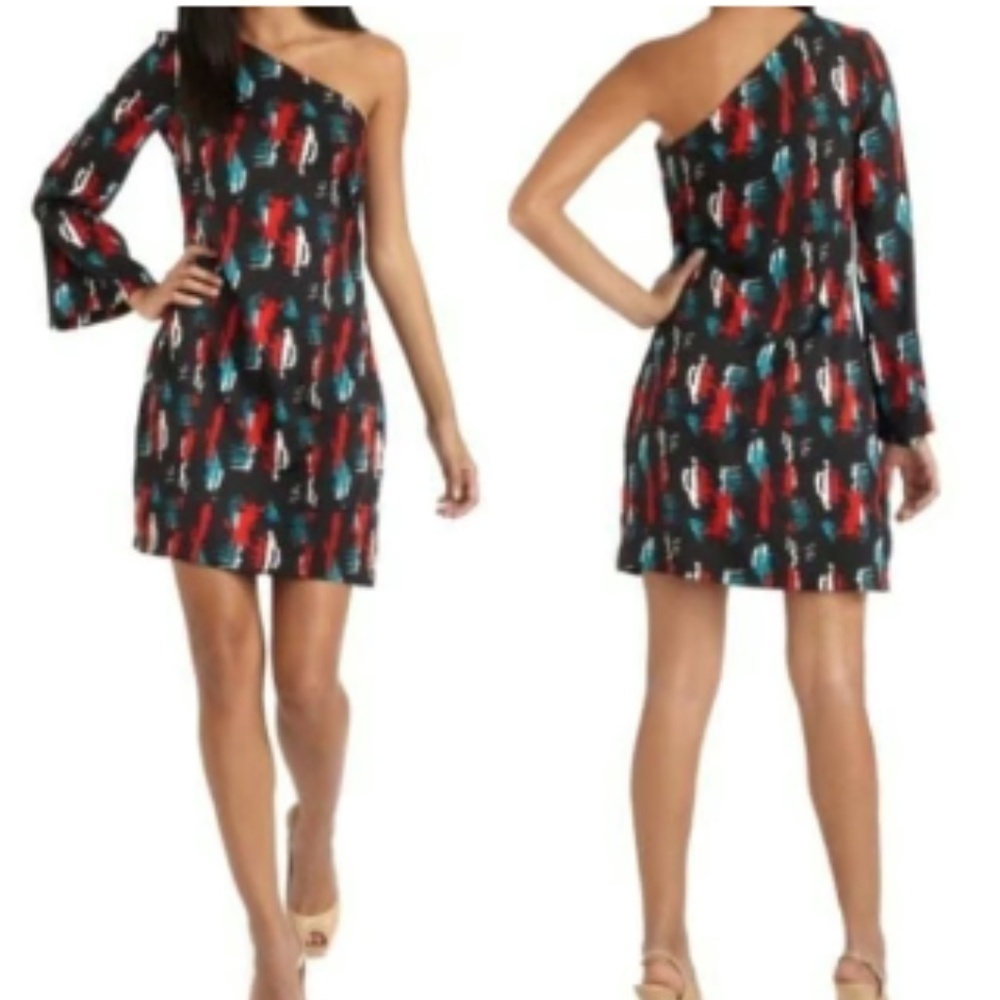 W118 by Walter Baker Blurred Stroke Allison One Shoulder Mini Dress Size XS